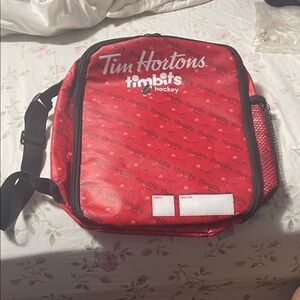 Crosby Red Backpack with White Accents Tim Hortons timbits hockey lunch kit.